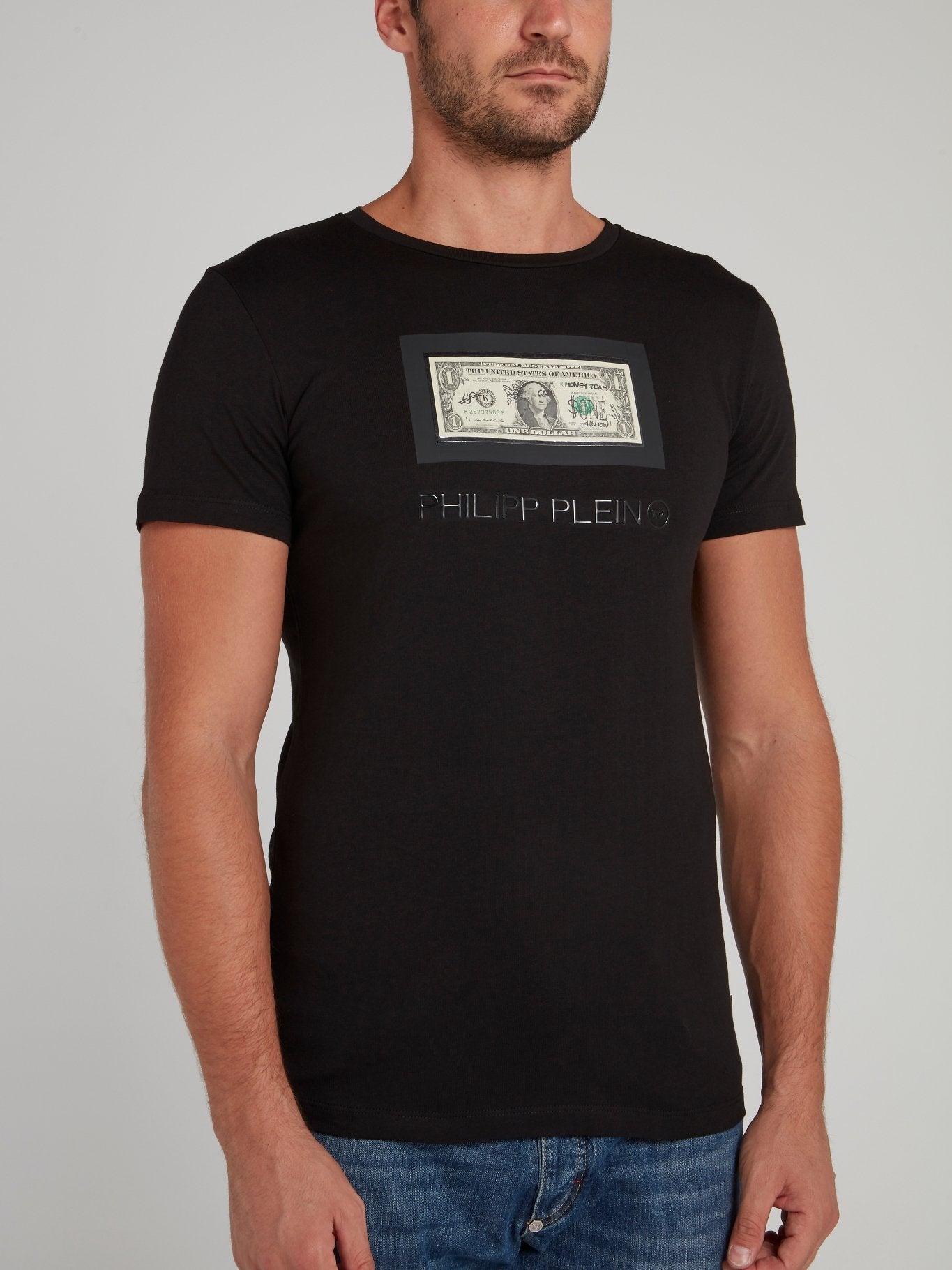 Black Dollar Print Crewneck T-Shirt