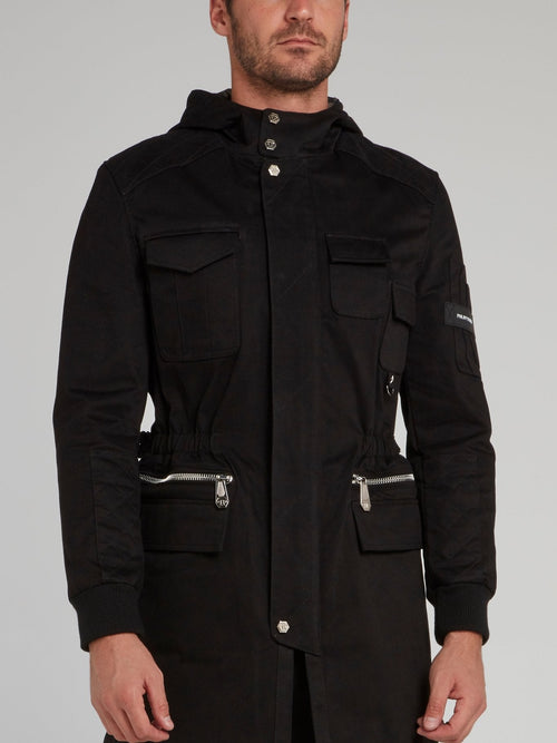 Black Belted Hooded Parka