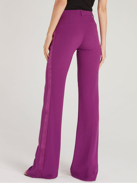 Purple Crepe Flared Pants