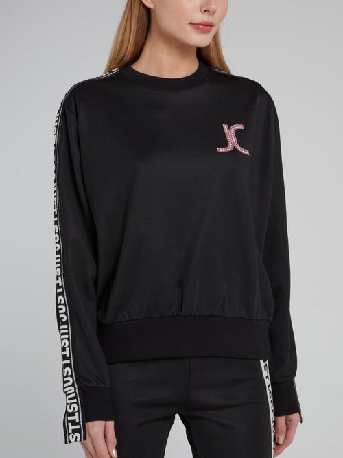 Black Logo Side Stripe Sweatshirt