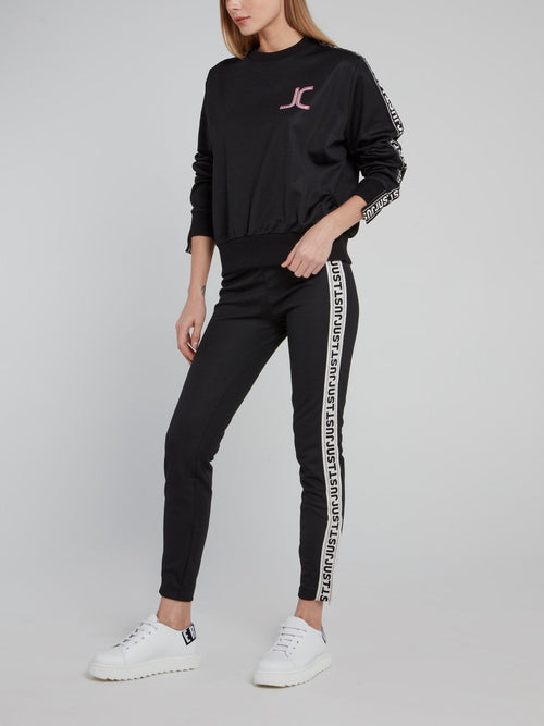 Black Logo Side Stripe Sweatshirt