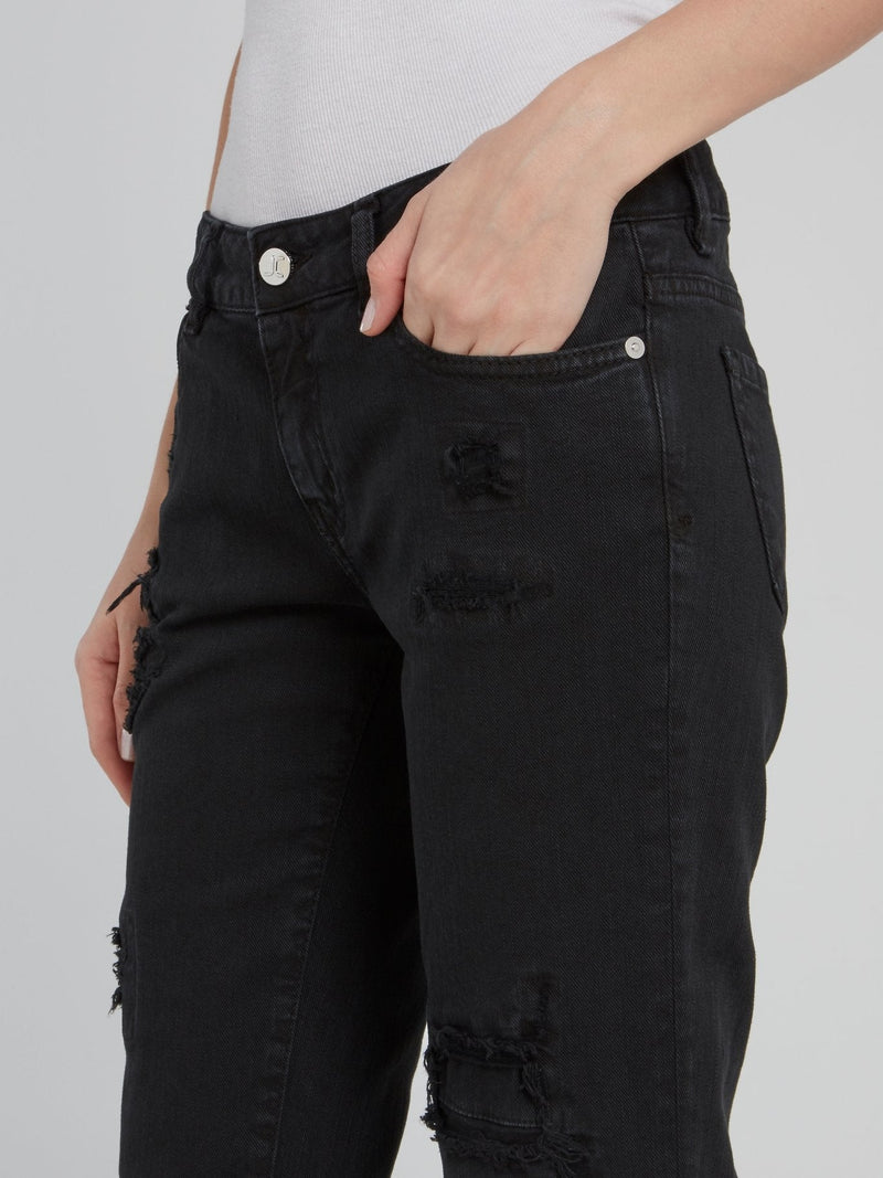 Black Distressed Denim Jeans