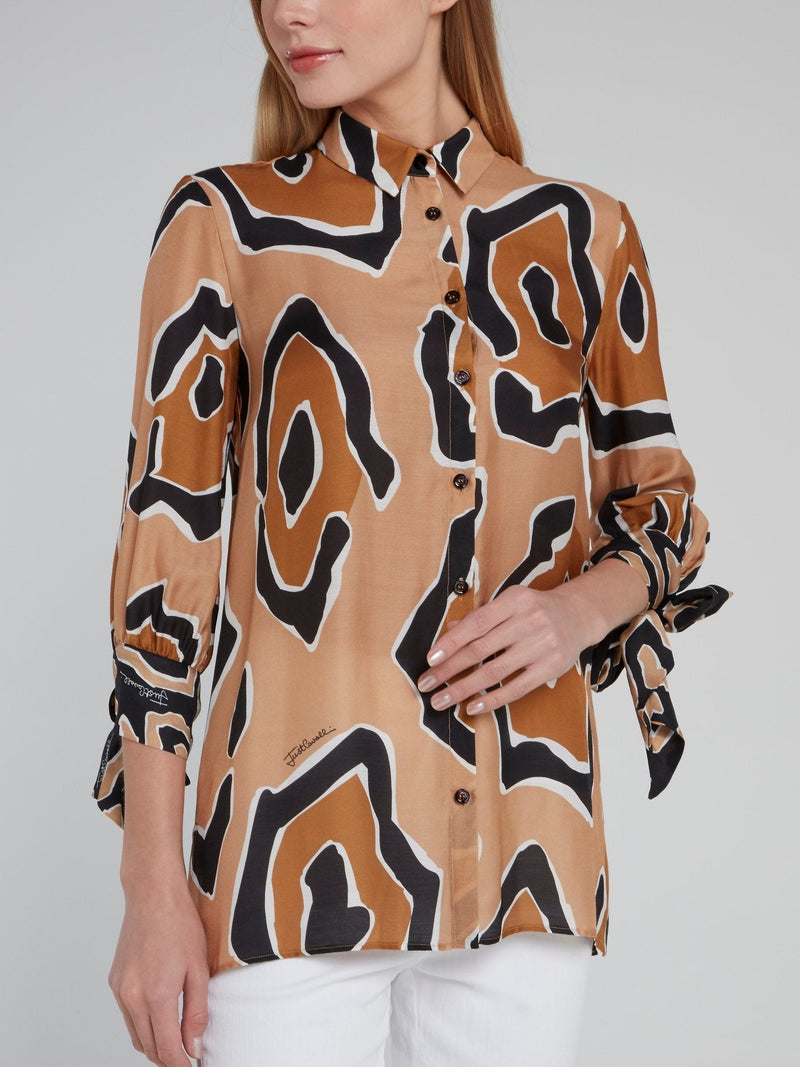 Brown Leopard Effect Viscose Shirt