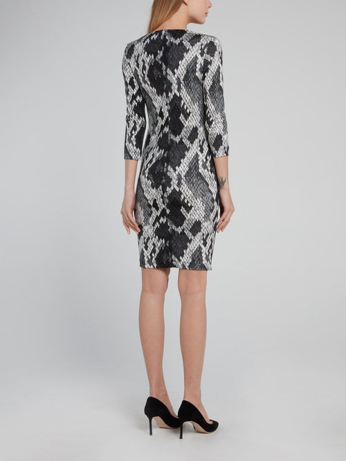 Snake Effect Surplice Sheath Dress