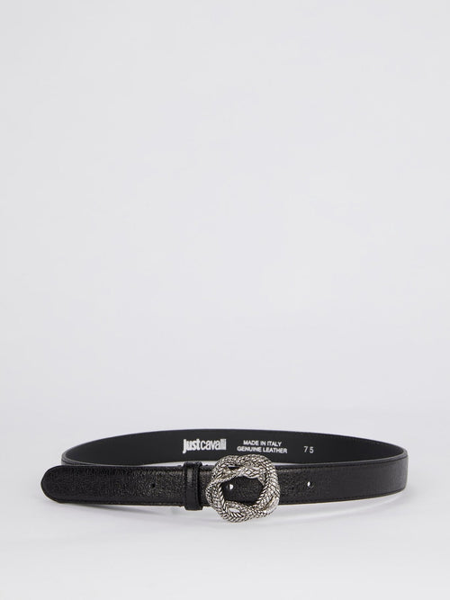 Black Snake Buckle Leather Belt