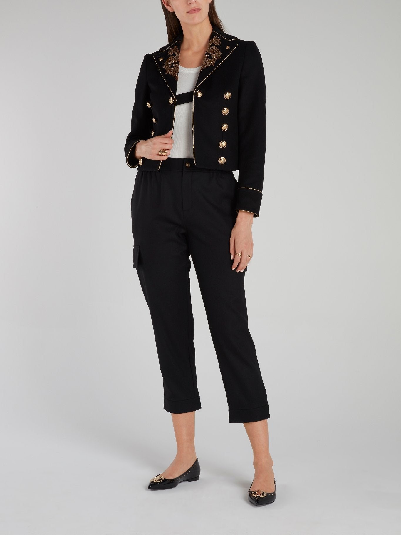 Black Button Embellished Jacket