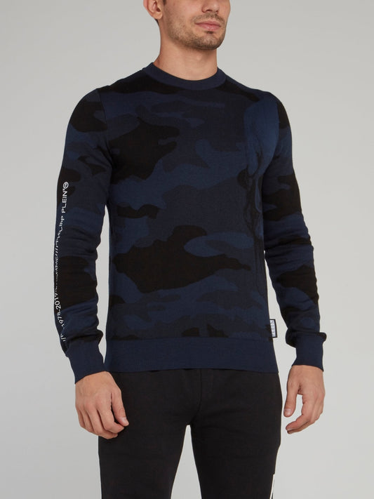 Navy Camo Crewneck Pullover