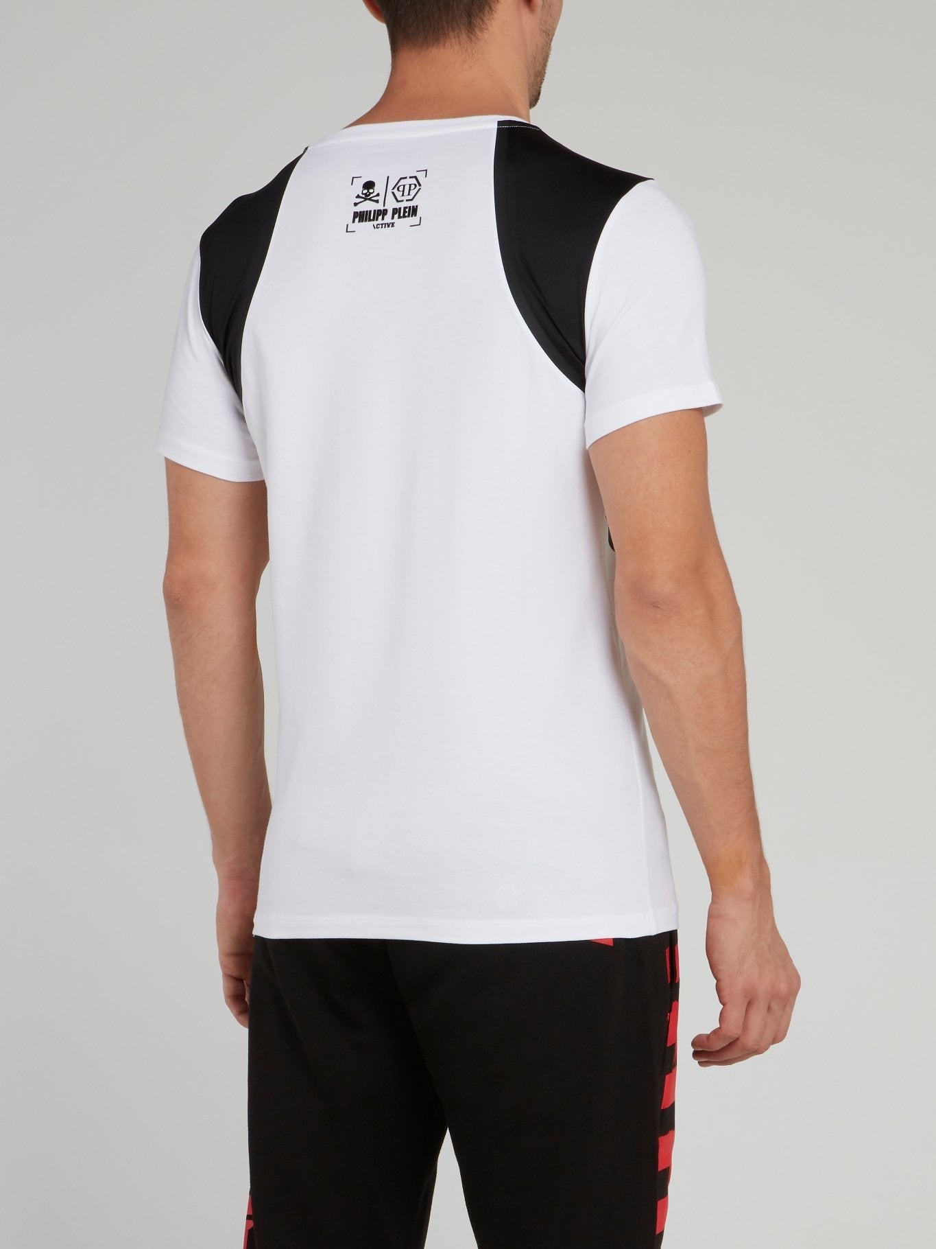 White Contrast Lining Logo Statement T-Shirt