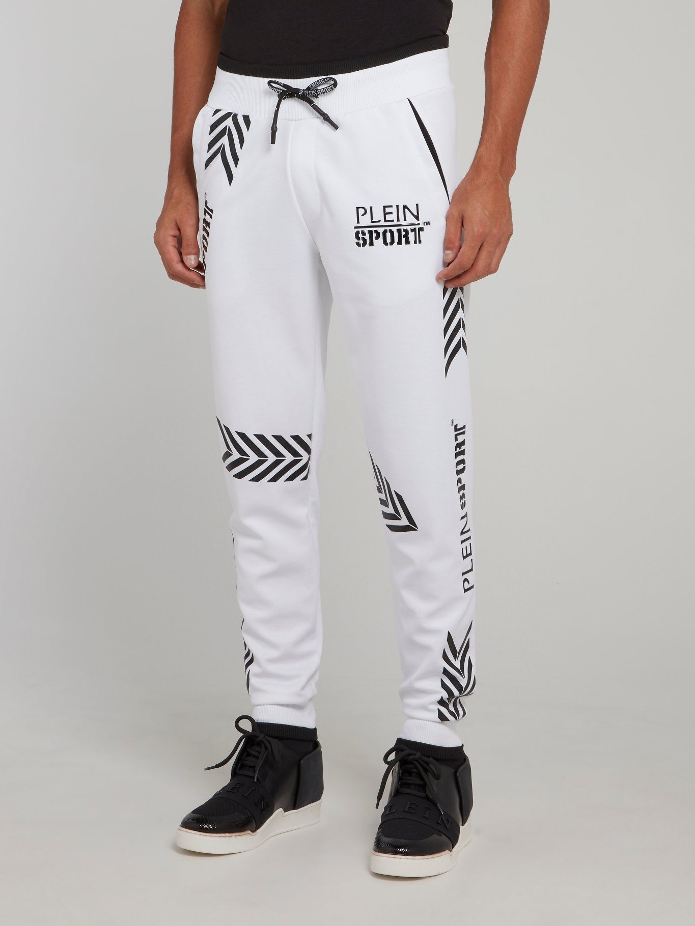 White Geometric Jogging Trousers