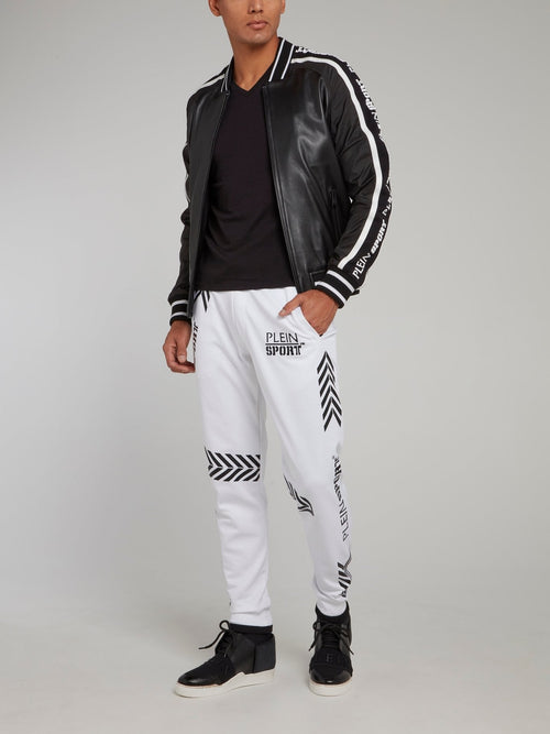 White Geometric Jogging Trousers