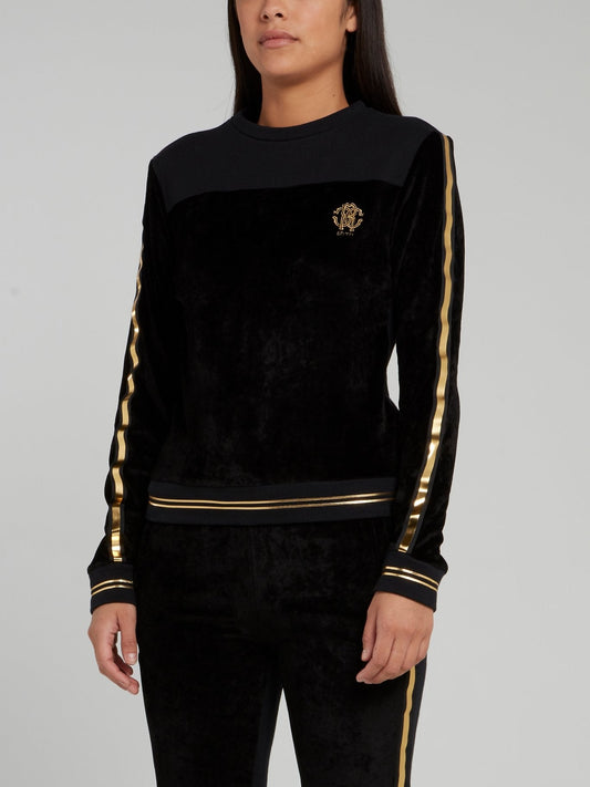 Black Velvet Gold Stripe Sweatshirt