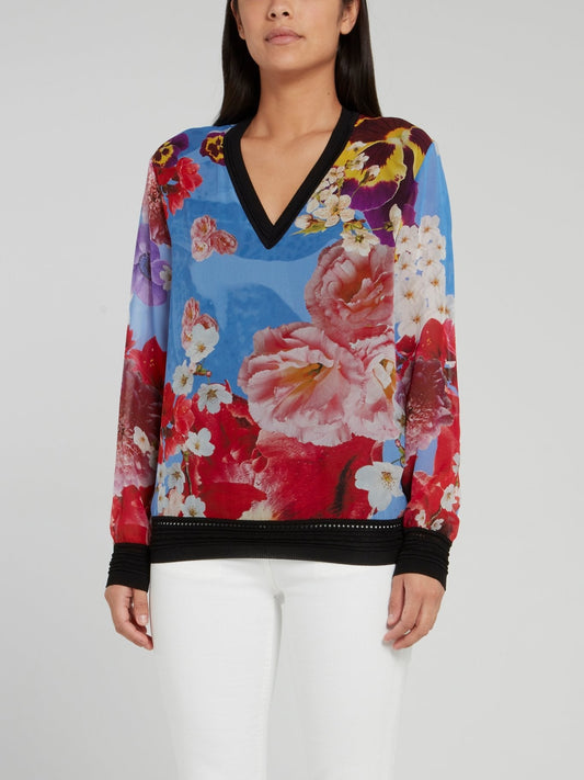 Floral Print Knitted Pullover