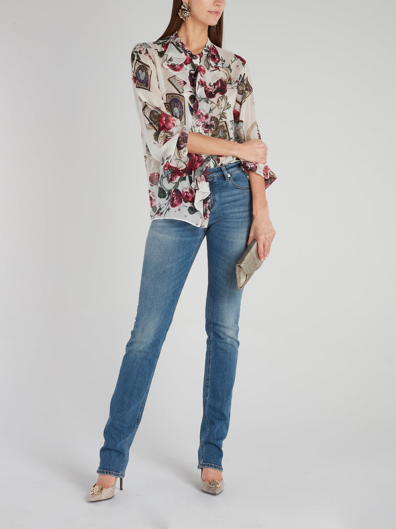 Floral Print Ruffle Shirt