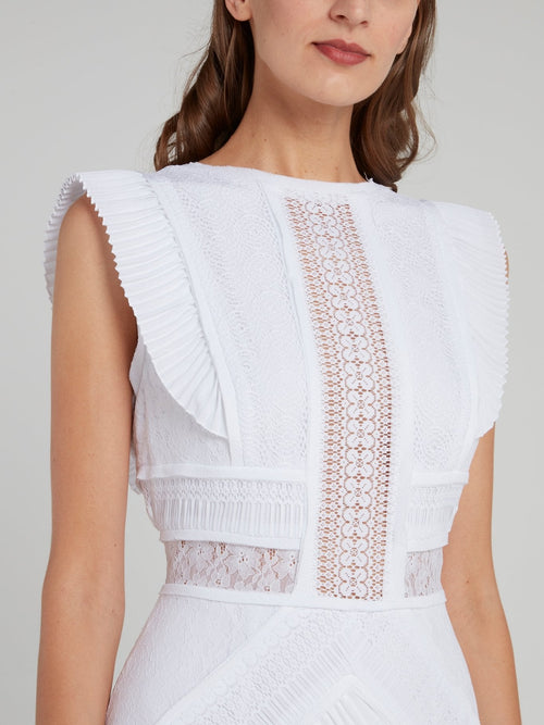 White Frill Detail Tiered Maxi Dress