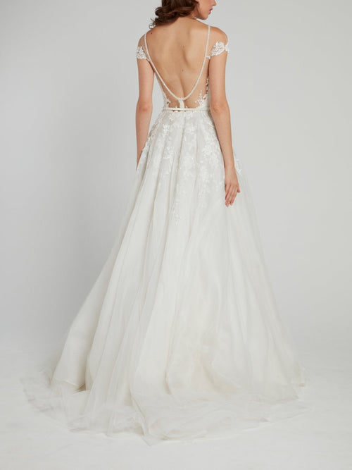 Illusion Neckline Empire Waist Bridal Gown