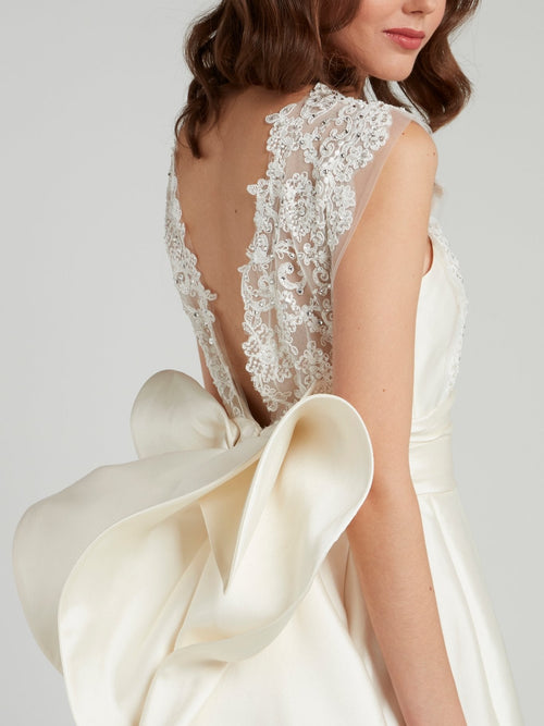 Crystal Studded Ruffle Back Bridal Gown