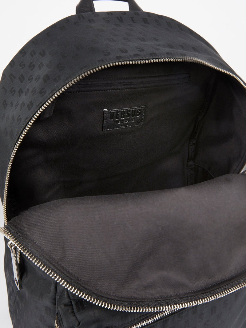 Black Logo Print Backpack