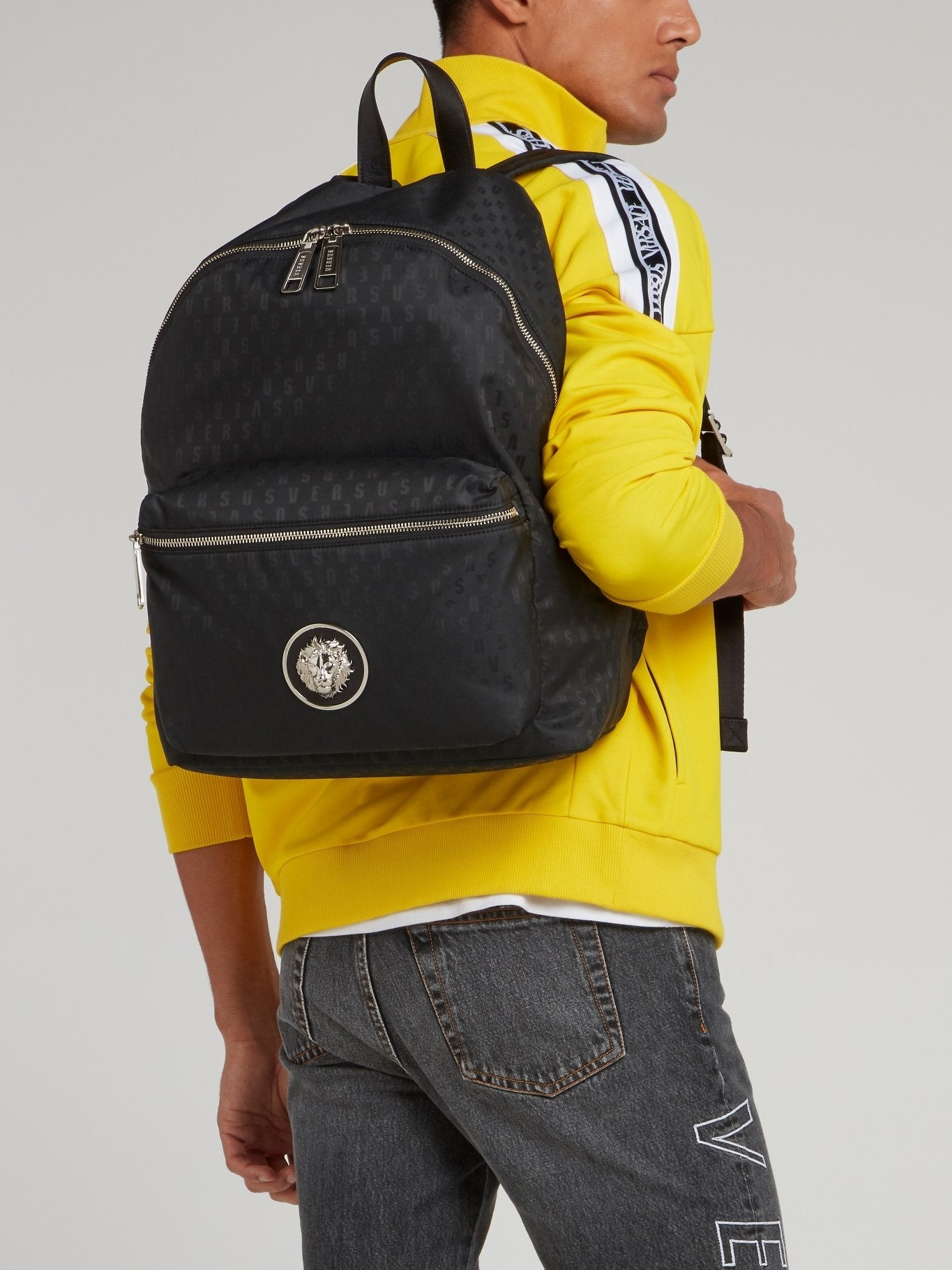 Black Logo Print Backpack