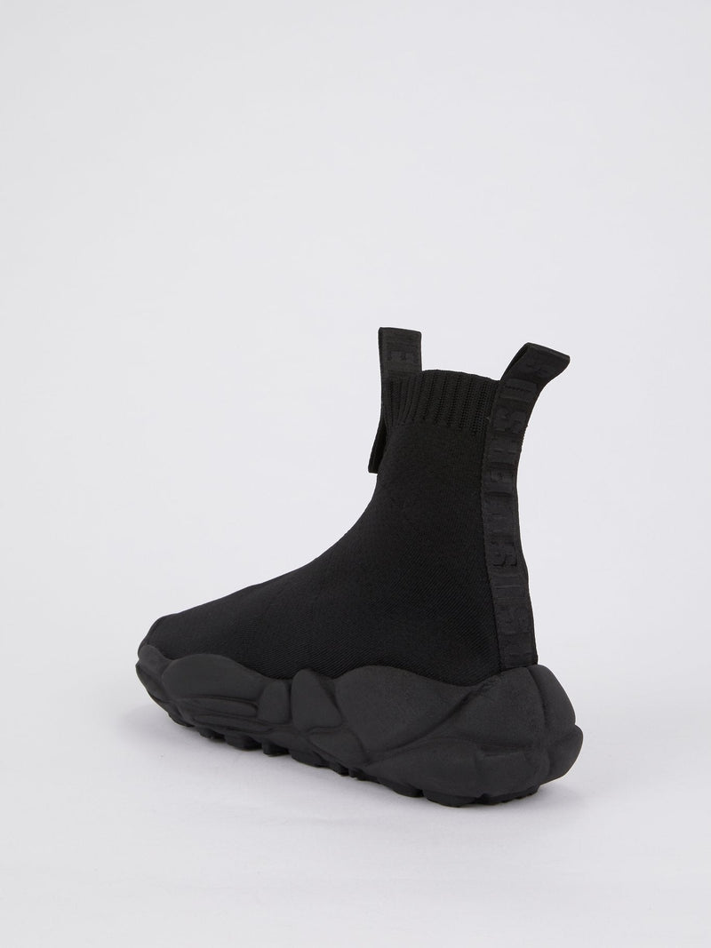 Black High Top Rubber Sole Sock Sneakers