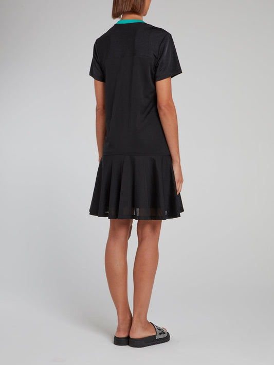 Logo V-Neck Frill Jersey Dress