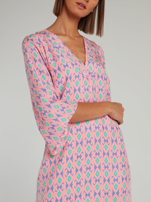 Pink Bell Sleeve Shift Dress