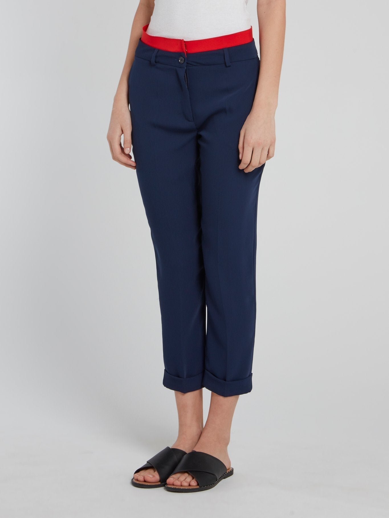 Navy Cropped Toreador Trousers