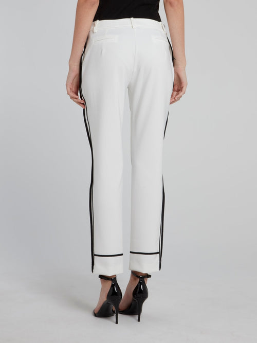 White Side Stripe Toreador Pants