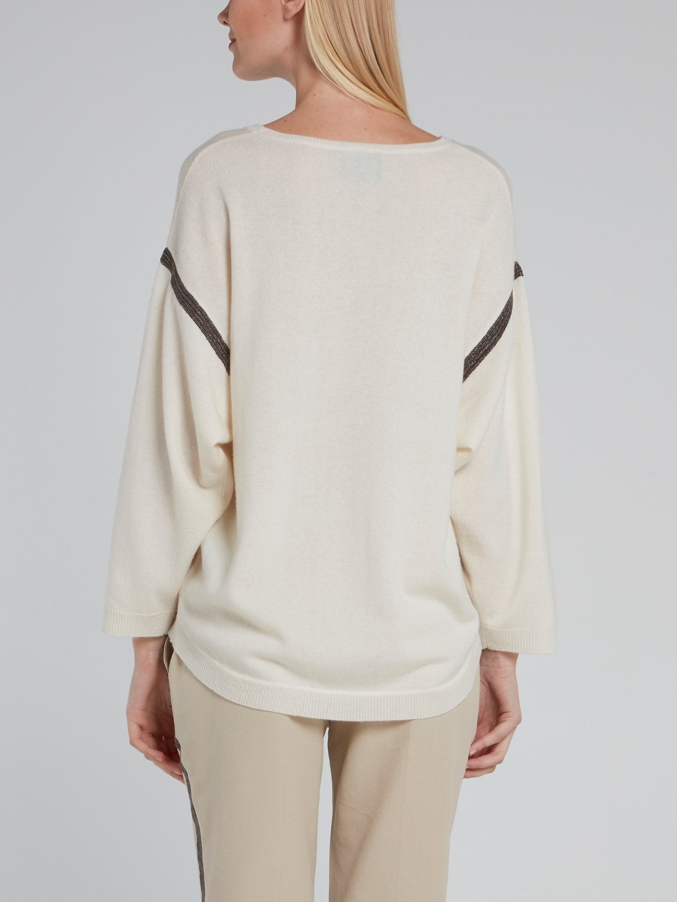 Beige Bateau Wool Cashmere Pullover