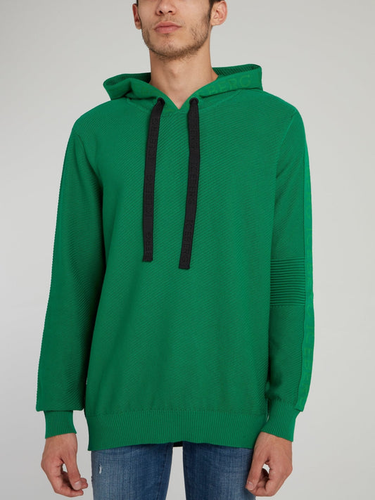 Green Drawstring Hooded Sweater