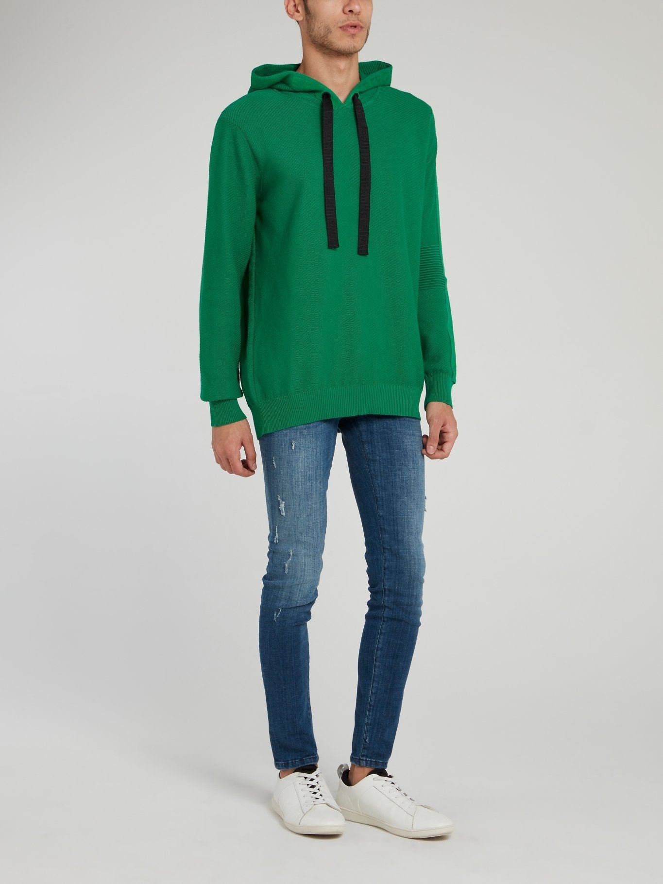 Green Drawstring Hooded Sweater