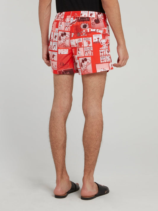 Snoopy Red Drawstring Shorts