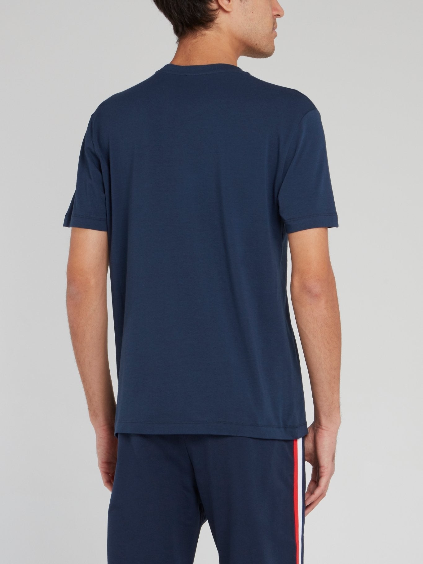 Navy Sport Print Round Neck T-Shirt