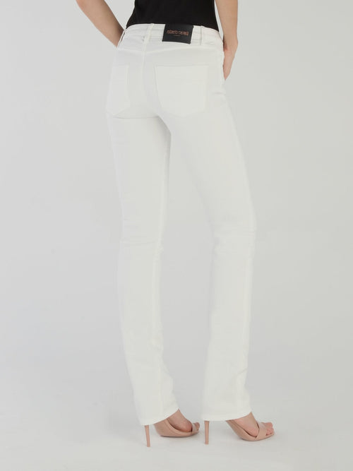 White Bootcut Cotton Pants