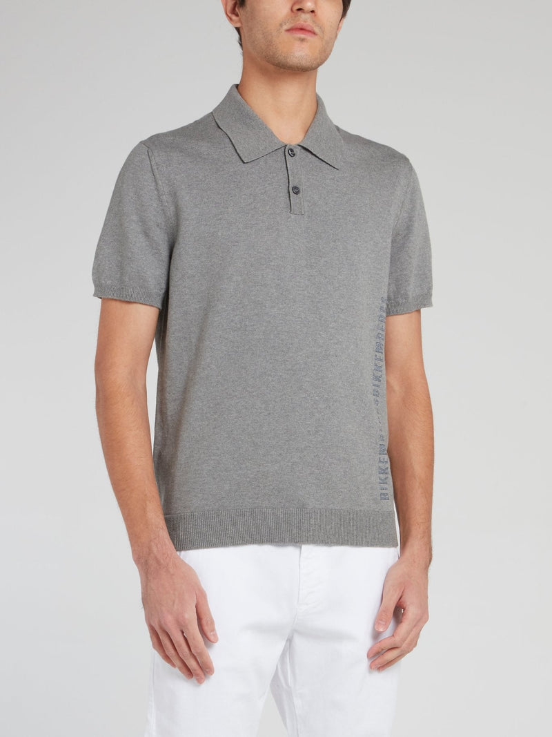 Grey Ribbed Edge Polo Shirt