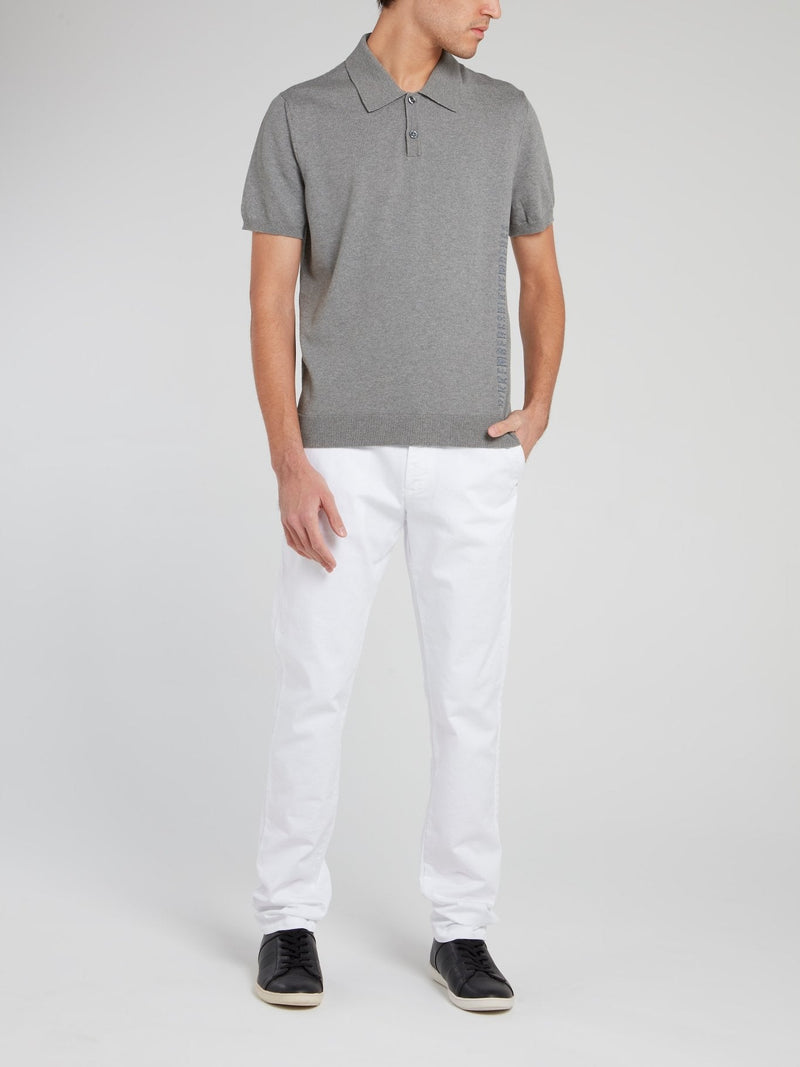 Grey Ribbed Edge Polo Shirt