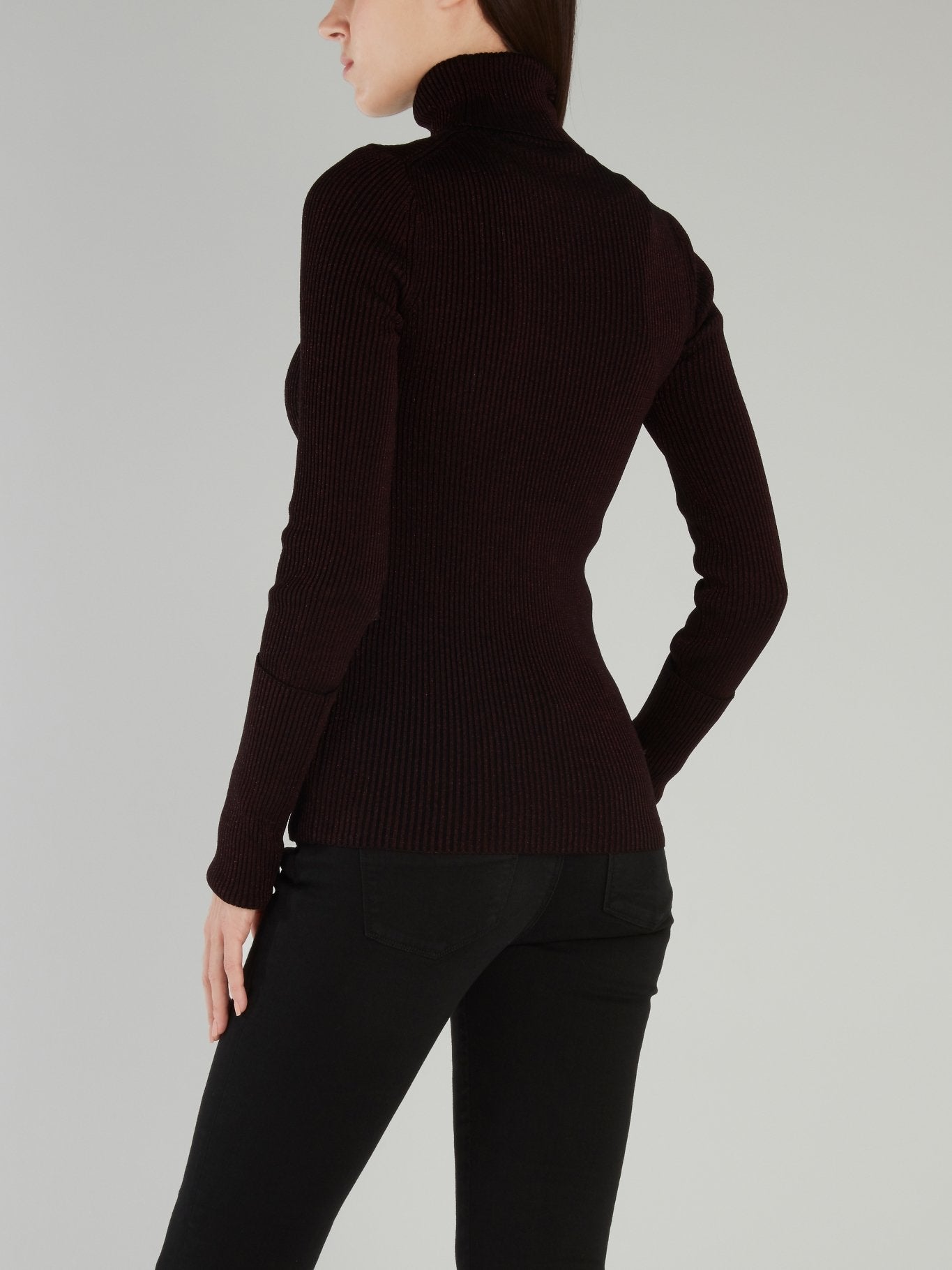 Burgundy Knitted Turtleneck Top