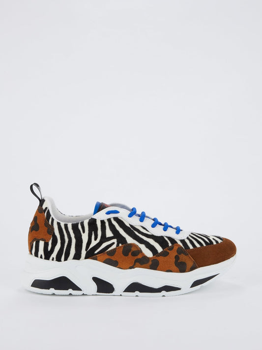 Animalier Print Pony Hair Sneakers