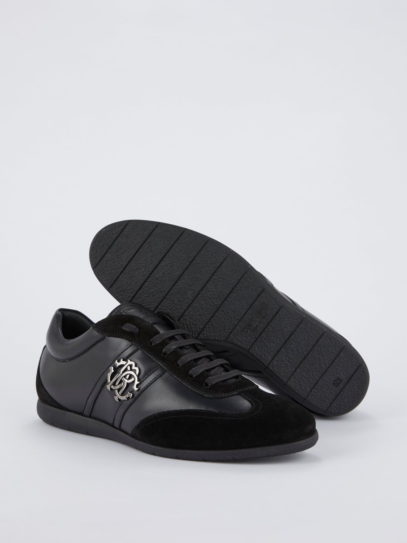 Black Suede Panel Leather Sneakers