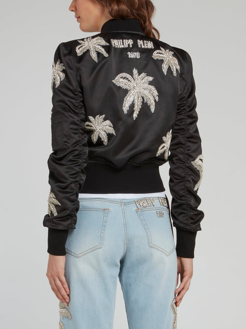 Aloha Plein Black Embellished Bomber Jacket