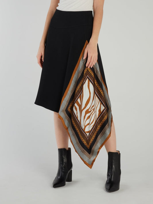 Asymmetric Paneled Midi Skirt