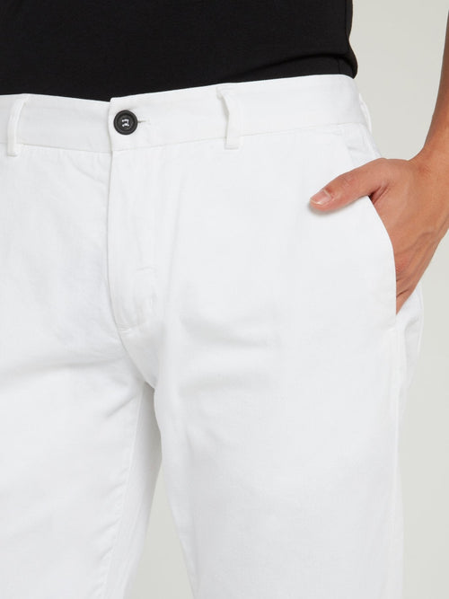 White Straight Cut Trousers