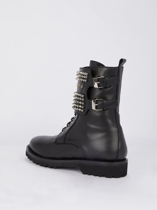 Studded Leather Combat Boots