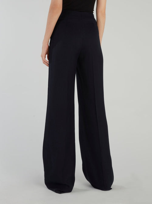 Navy Knitted Palazzo Pants