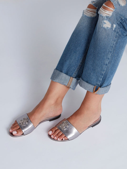 Metallic Studded Monogram Leather Sandals