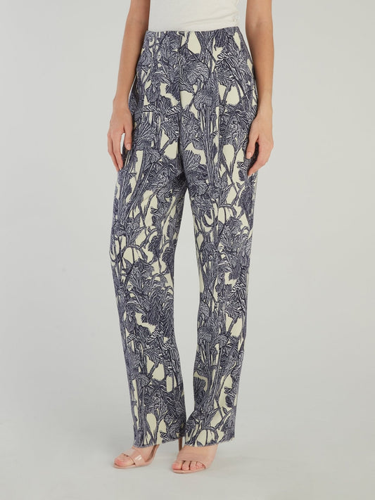 Floral Print Wide Leg Pants