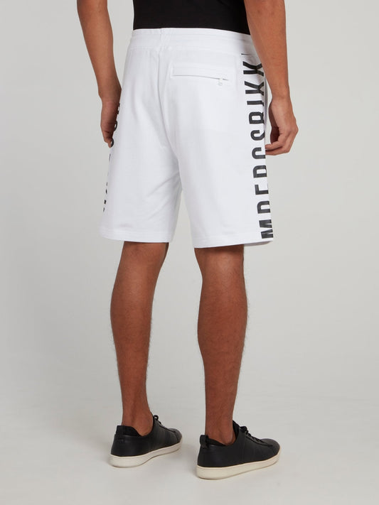 White Side Logo Drawstring Shorts