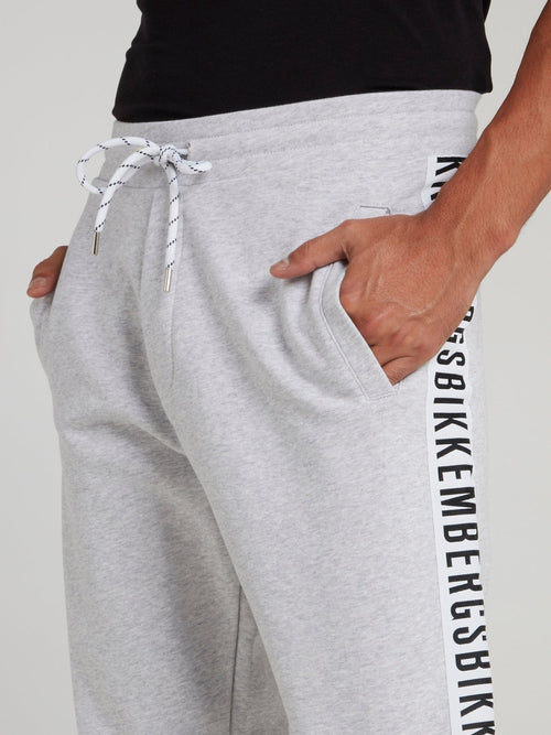 Grey Logo Side Stripe Fleece Pants