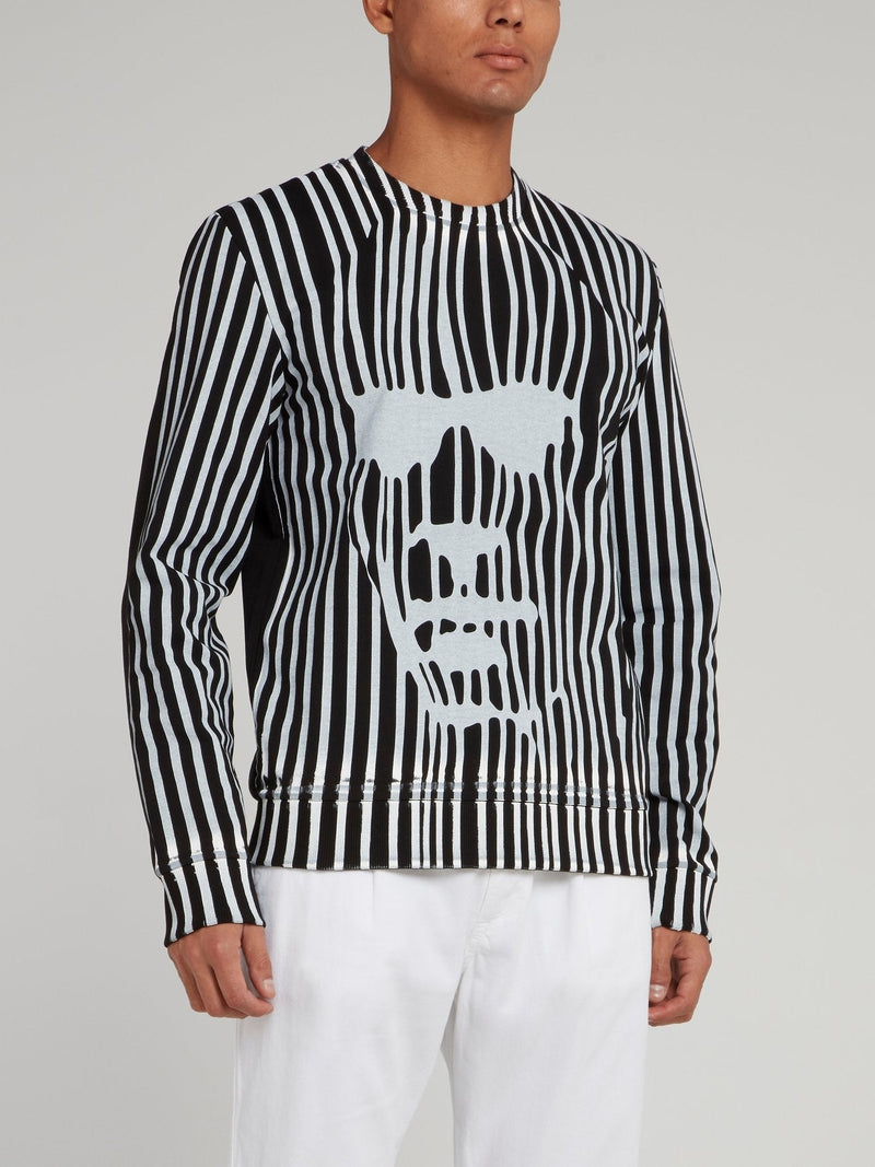 Black Distorted Stripe Sweatshirt