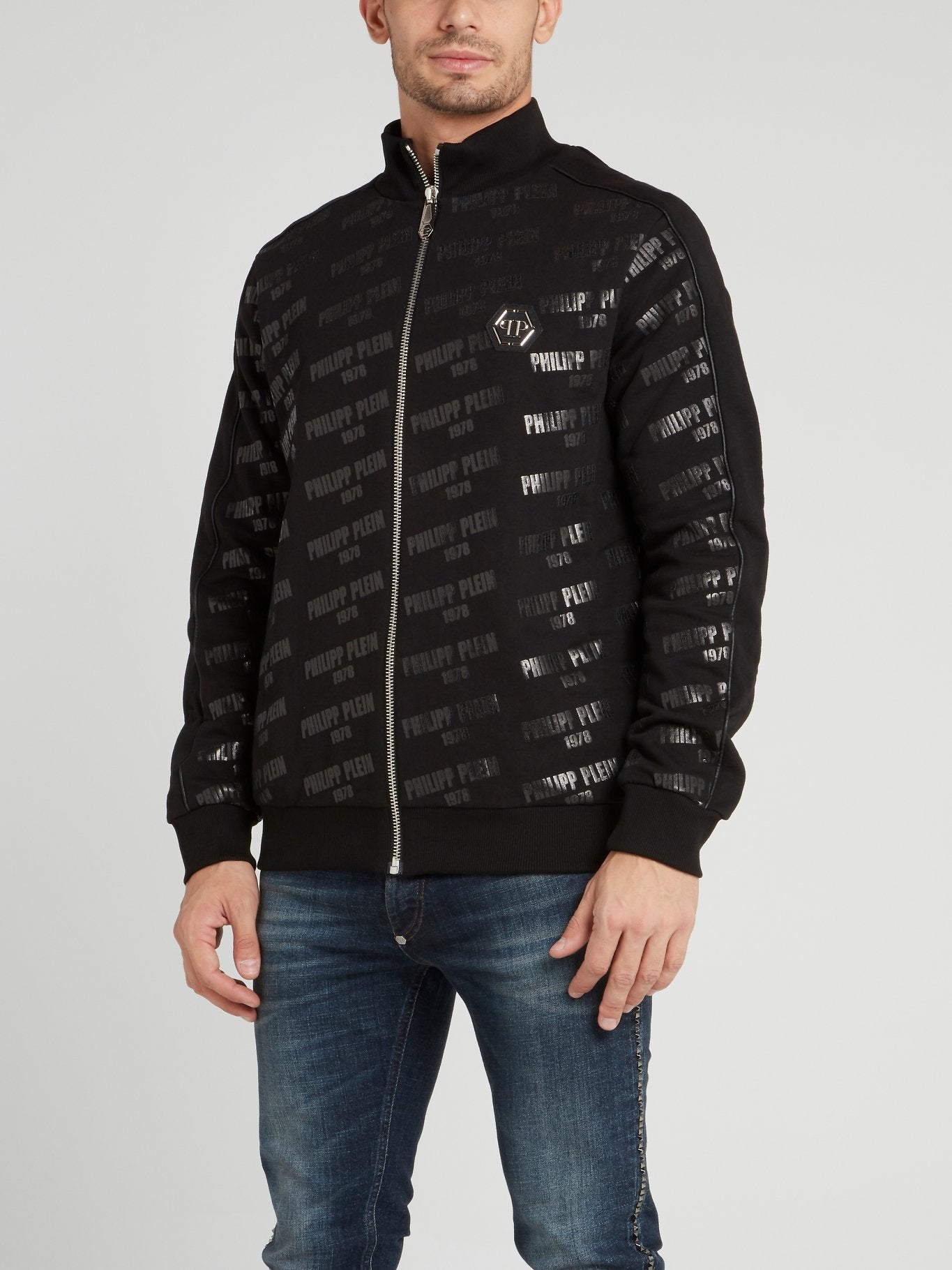 Monogram Print Skull Jogging Jacket