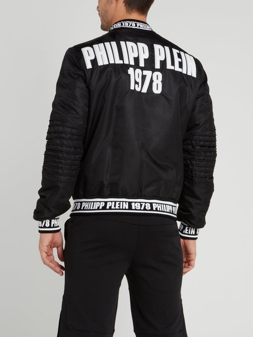 Black Logo Edge Bomber Jacket